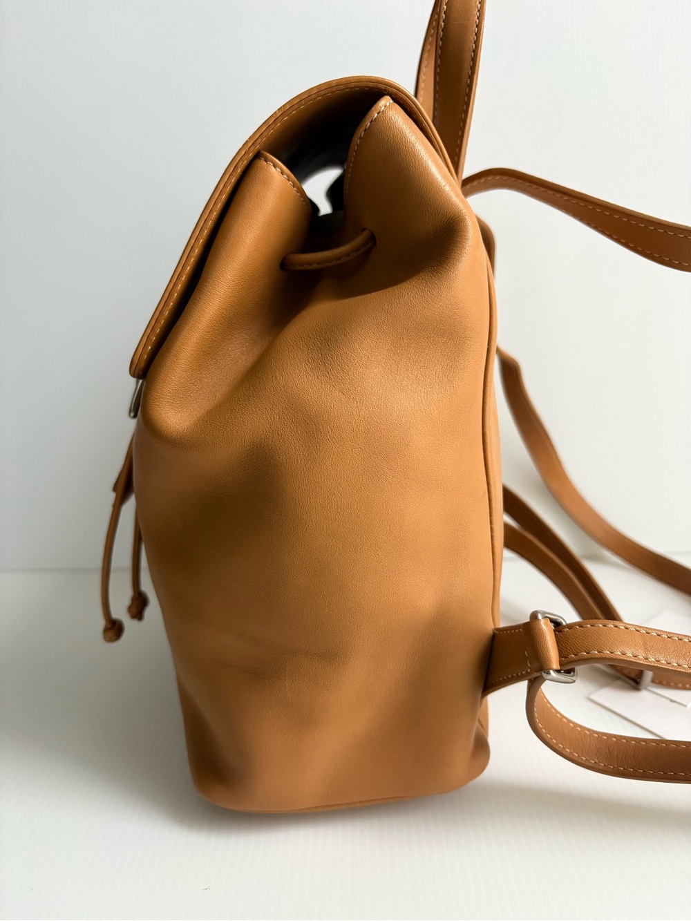 Vintage COACH Caramel Tan Leather Backpack with Buckle Drawstring - Picture 10 of 17